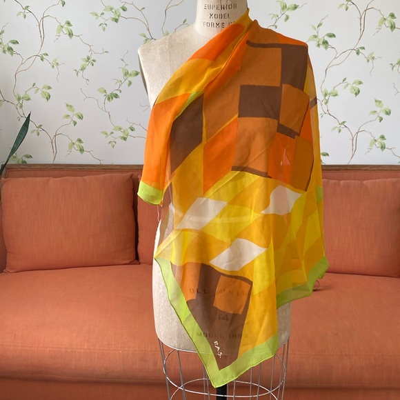 Vintage P.A.S. Mid Century Color Square Scarf - Picture 4 of 10